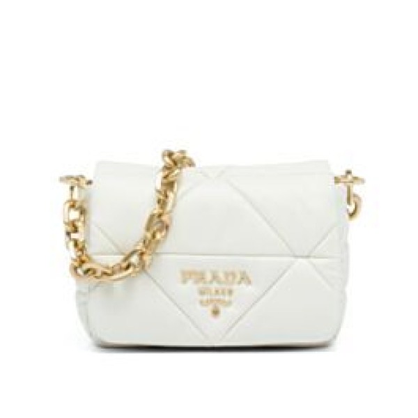 Replica Borsa a tracolla Prada System Nappa Patchwork 1BD292 bianca Imitazioni Outlet Online Italia