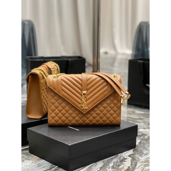 Replica Borsa a busta grande YSL Saint Laurent Mix Matelasse Caramello 31cm Outlet Online Italia
