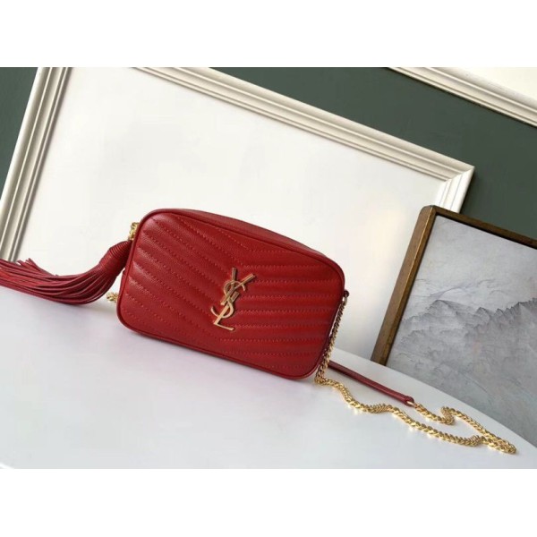 Replica Borsa mini Yves Saint Laurent Lou rossa granulata Imitazioni Outlet Online
