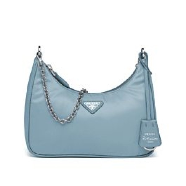 False Borsa a tracolla Prada Re Edition 2005 in nylon Azzurro Outlet Italia Online