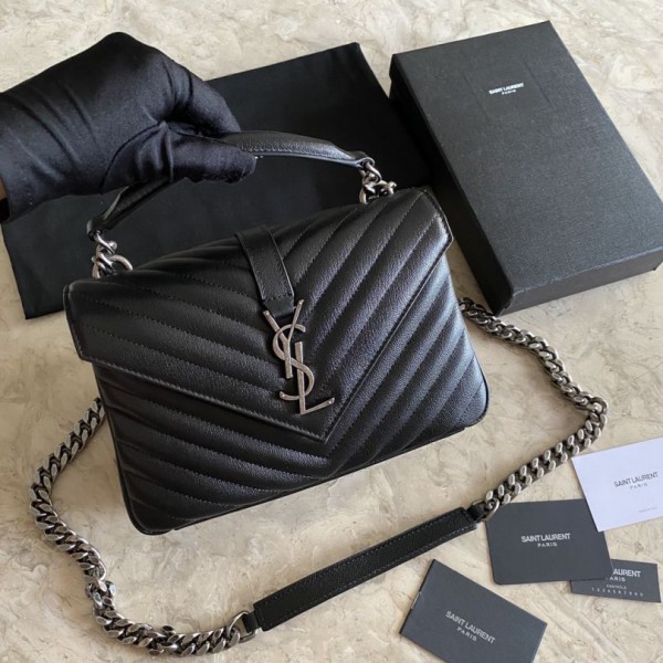 Replica Borsa a tracolla YSL Saint Laurent Medium Envelope Kate Chain Mix Matelasse Nero Argento Outlet Online Italia