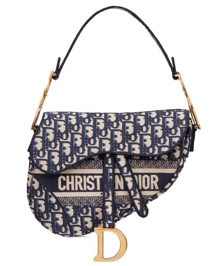 Replica Sella Christian Dior Borsa obliqua originale in tela ricamata Blu scuro Imitazioni Outlet Online Italia