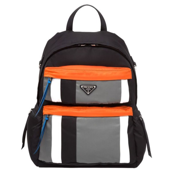Replica Zaino in tessuto tecnico stampato Prada 2VZ025 arancione Imitazioni Outlet Online Italia