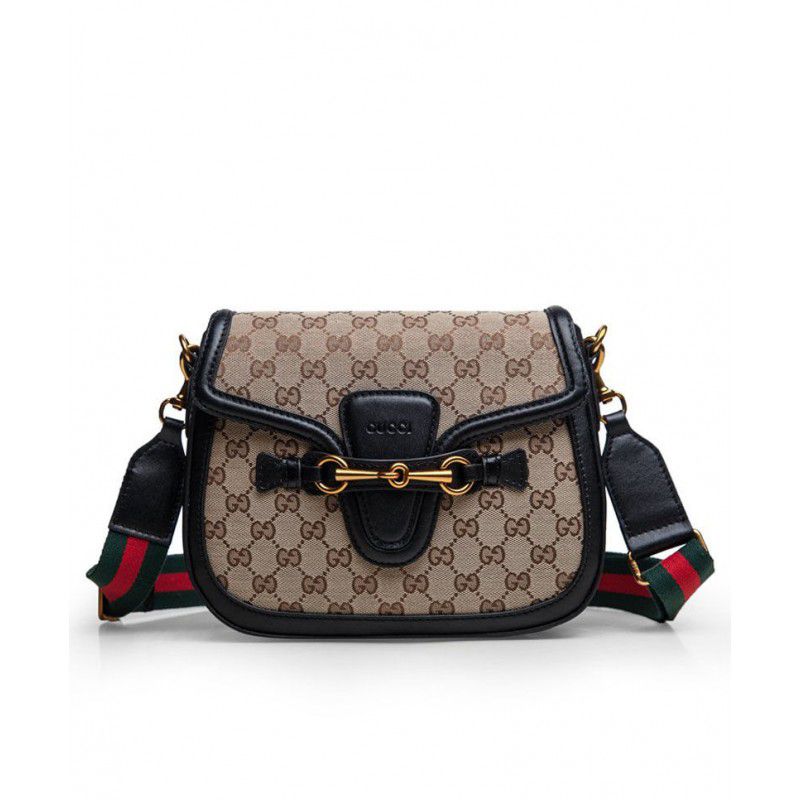 Replica Gucci borsa a tracolla Lady Web Original GG nero Imitazioni Outlet Online